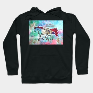 Nurture Innocence. Magical Watercolor Unicorn Illustration Hoodie